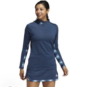 NWOT - ADIDAS WOMEN'S HEAT.RDY LONG SLEEVE MOCK TEE. SIZE S. BLUE